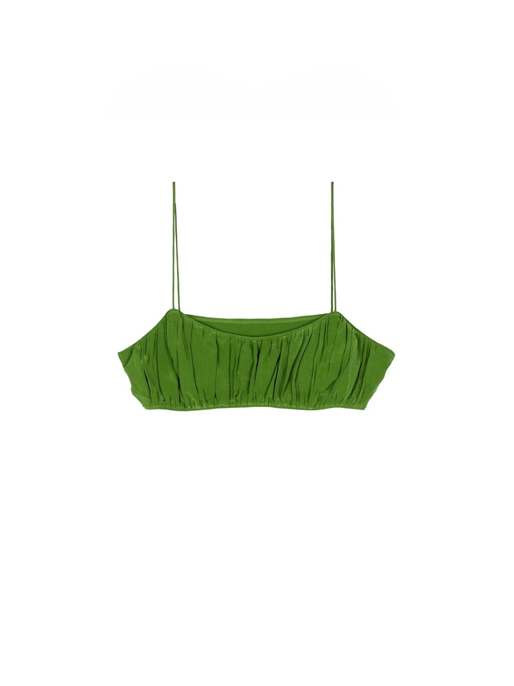 NWT Doen Amora Silk Ruched Cami Camisole Crop Tank Top Evergreen Green - Picture 12 of 13